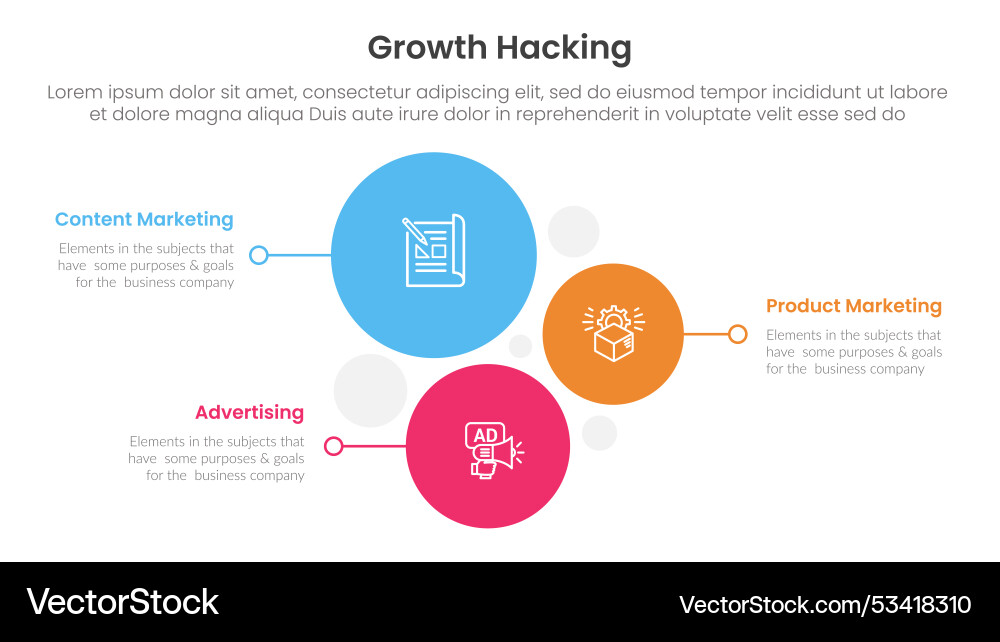 Growth hacking infographic 3 point with vertical Growth hacking infographic 3 point with vertical Vector Image