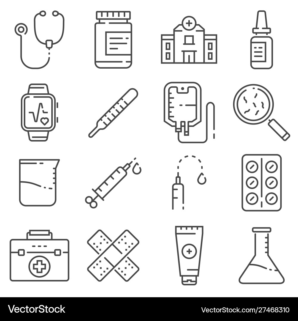 Medical line icons set on white background Vector Image