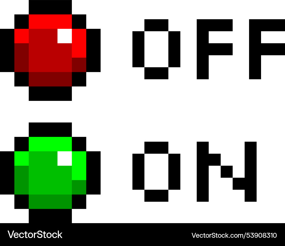 On off switch pixel art game ui retro element vector image