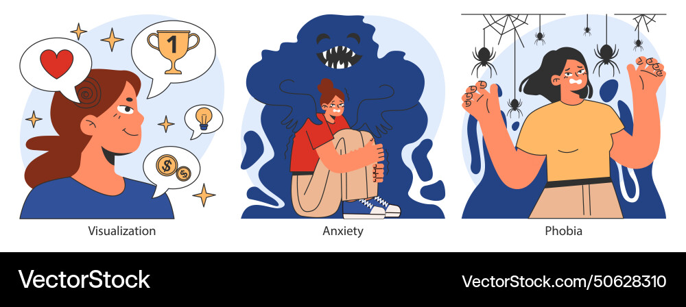 Overcoming fears set characters confronting Vector Image