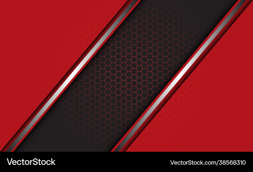 Red & Silver Hexagon Mesh Pattern vector image