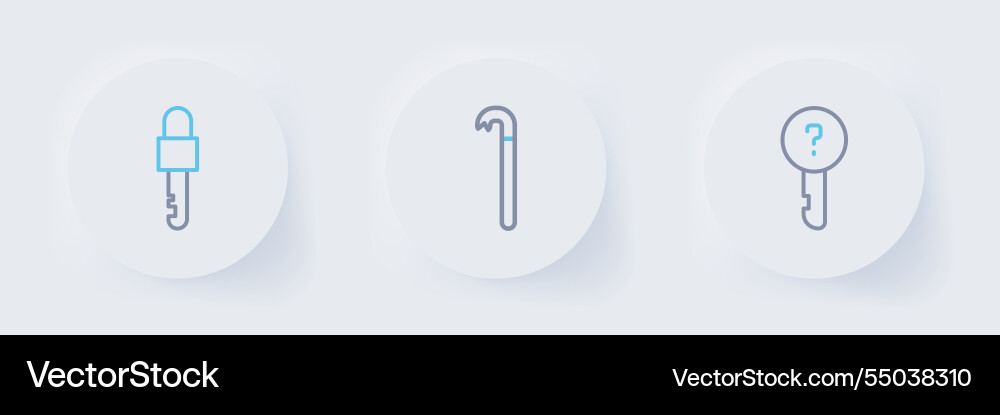 Set line undefined key crowbar and locked icon Set line undefined key crowbar and locked icon vector image