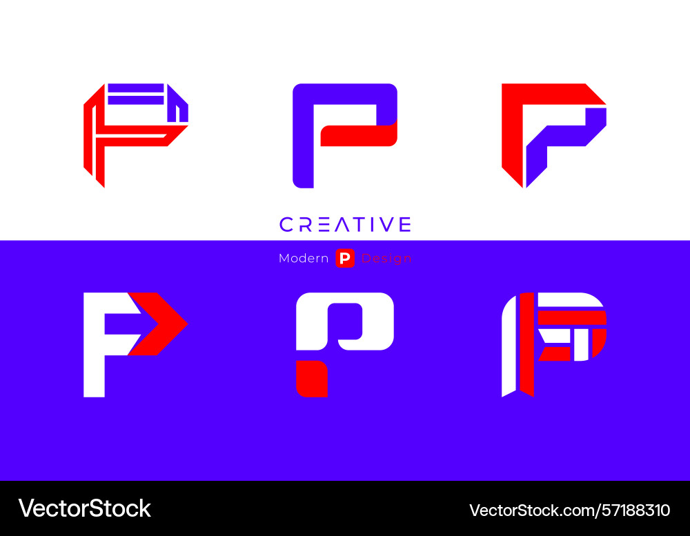 Set of letter p font and logo design Vector Image