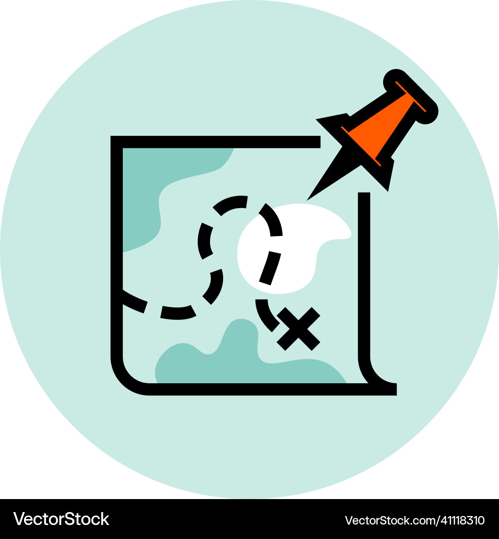Target location icon map with path line Target location icon map with path line vector image