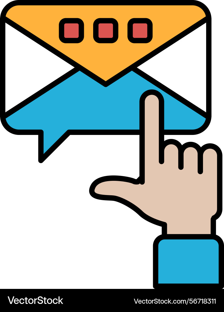 A hand pointing to an envelope with three red Vector Image
