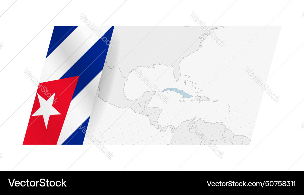 Cuba map in modern style with flag Vector Image