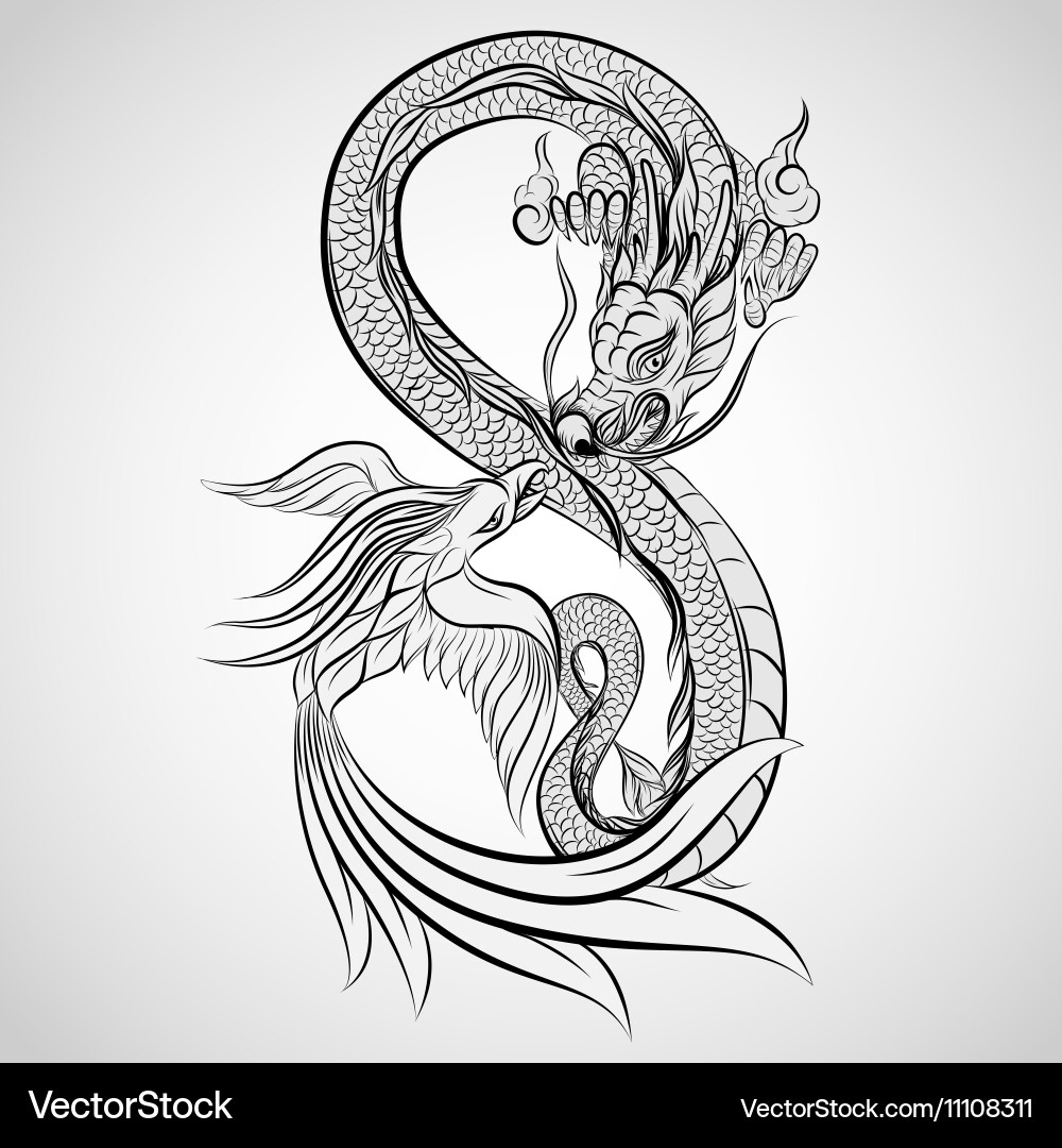 Detailed Dragon Tattoo Art Royalty Free Vector Image