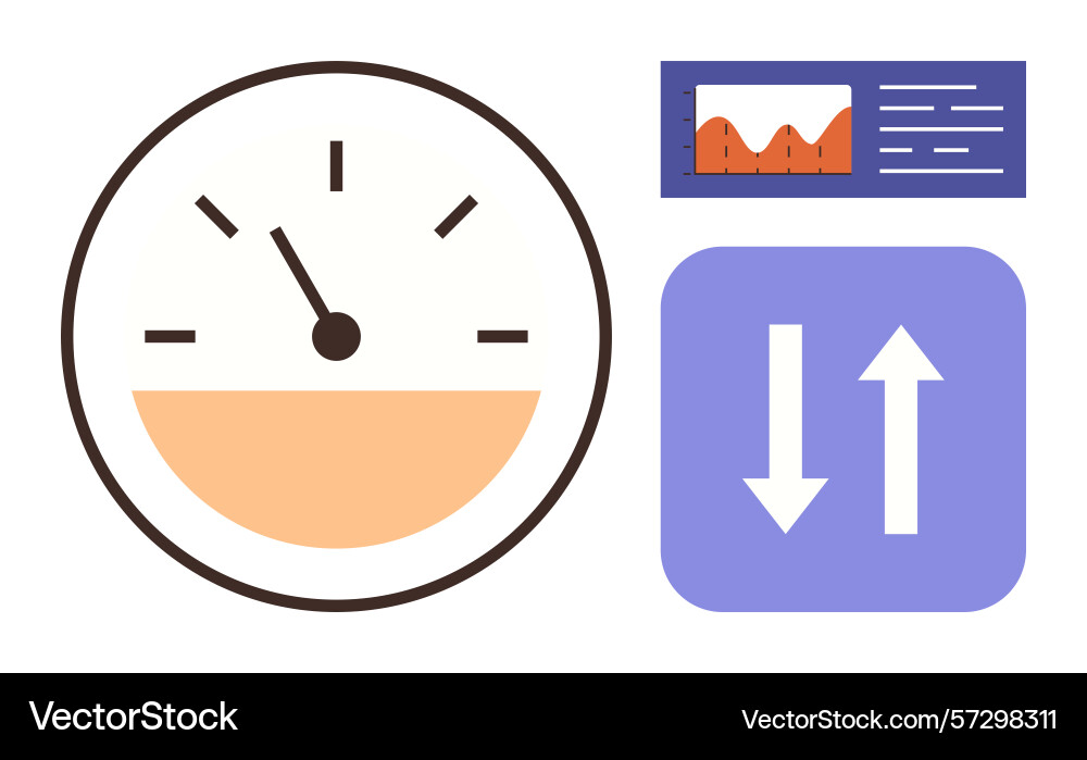 Geschwindigkeitsmesser mit Leistungsdiagramm und Datenfluss Geschwindigkeitsmesser mit Leistungsdiagramm und Datenfluss vektorbild