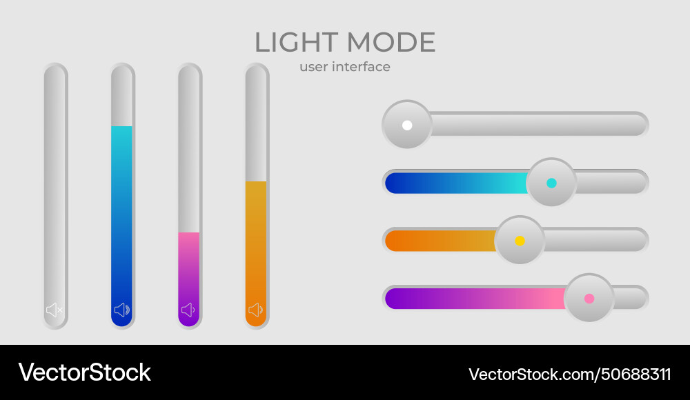 Light mode ui simple elegant set switcher volume Light mode ui simple elegant set switcher volume vector image