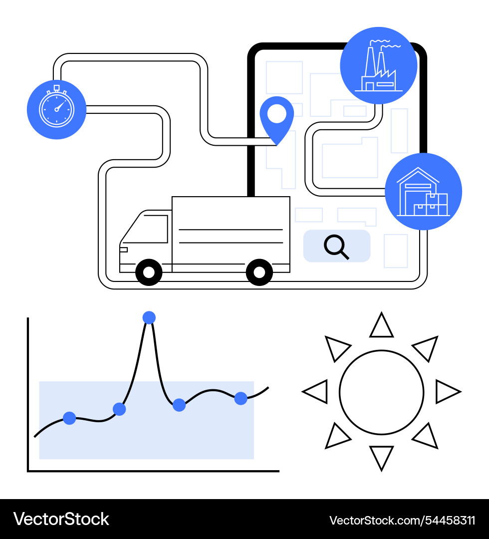 Navigation and logistics efficient route planning Navigation and logistics efficient route planning vector image