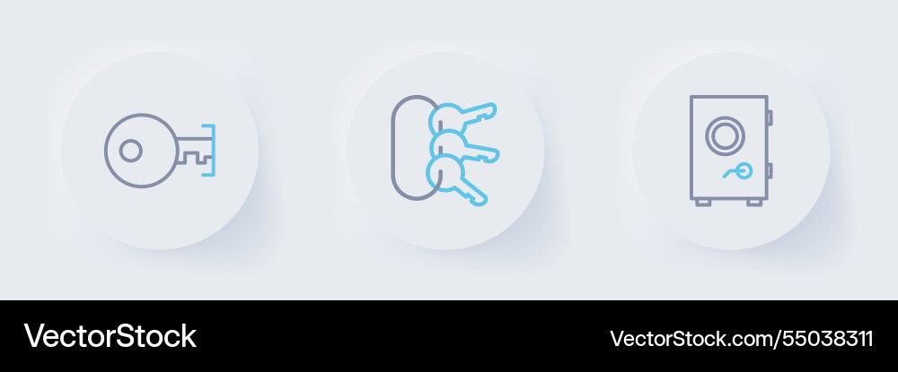 Set line safe bunch of keys and key icon Set line safe bunch of keys and key icon vector image