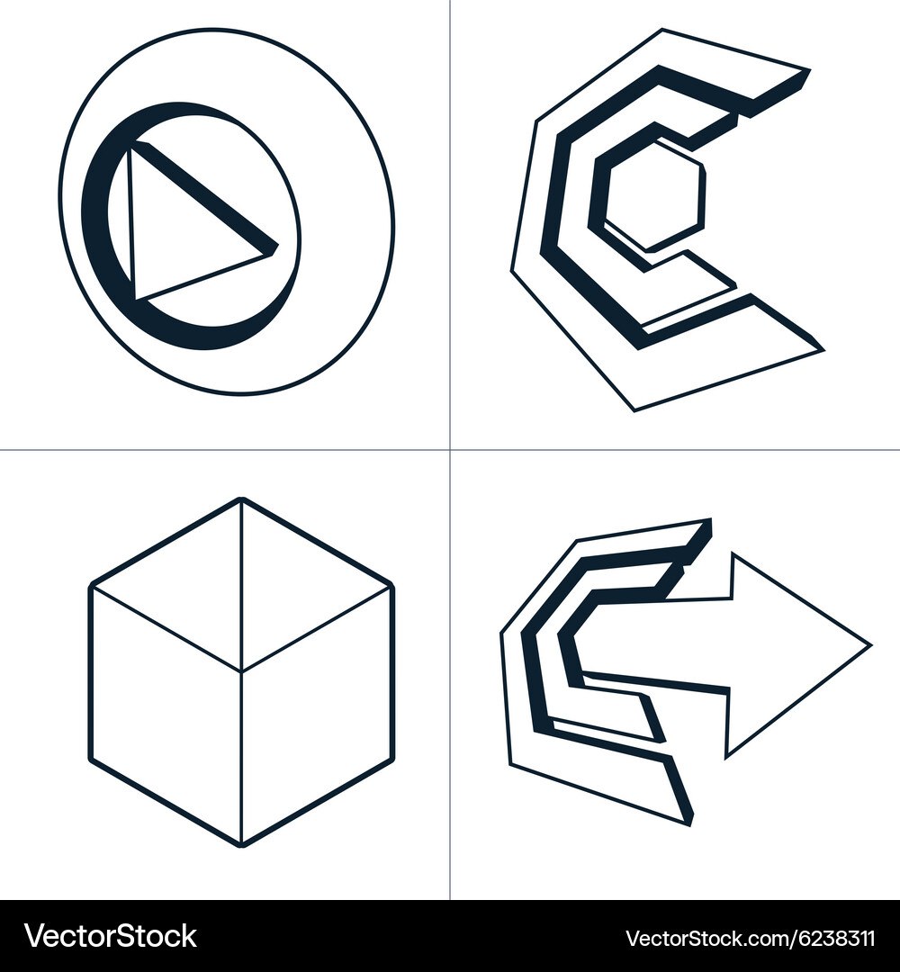 Set of three-dimensional abstract icons play sign Vector Image