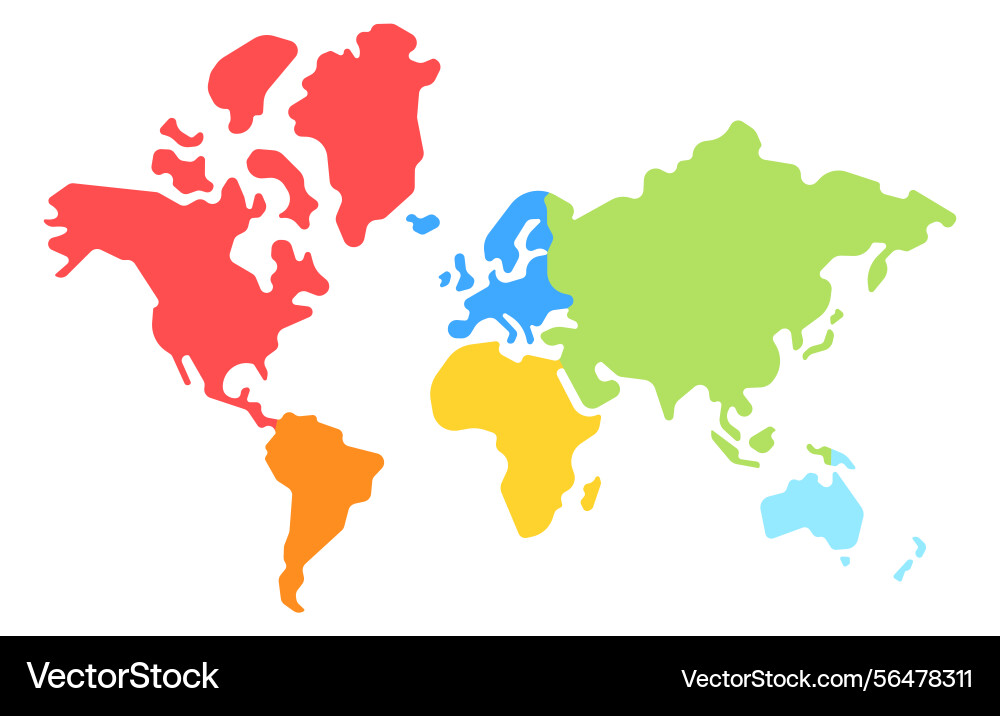 Simplified of world map with continents Vector Image