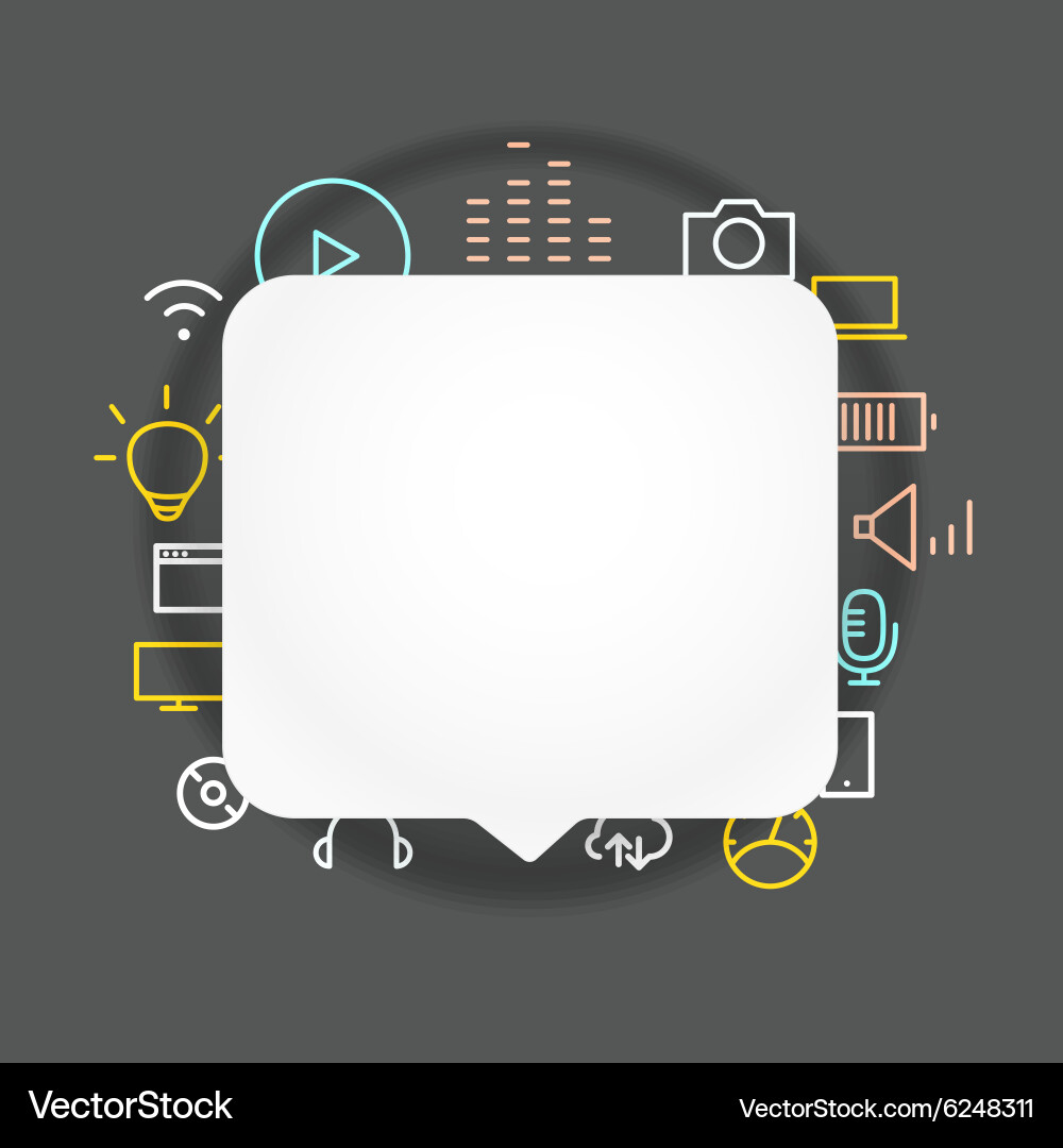Speech cloud template with different icons Vector Image