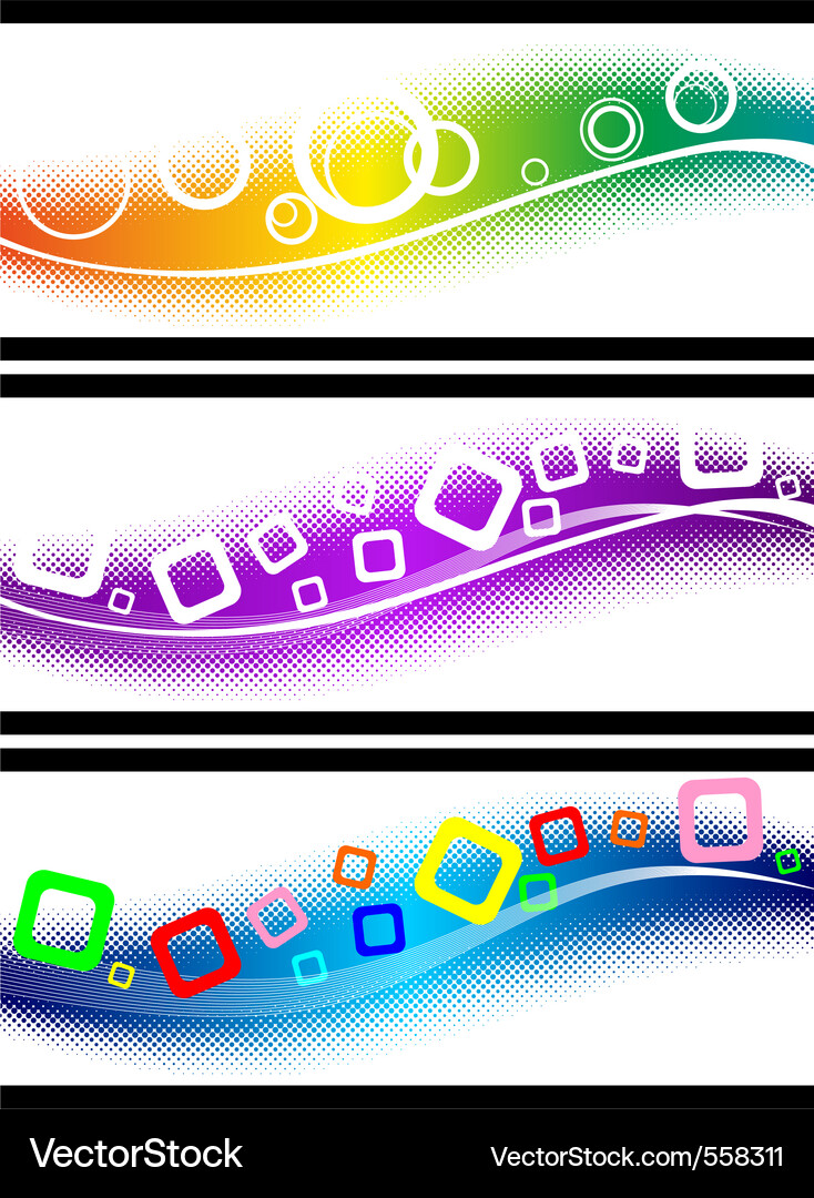 Three halftone design elements Vector Image