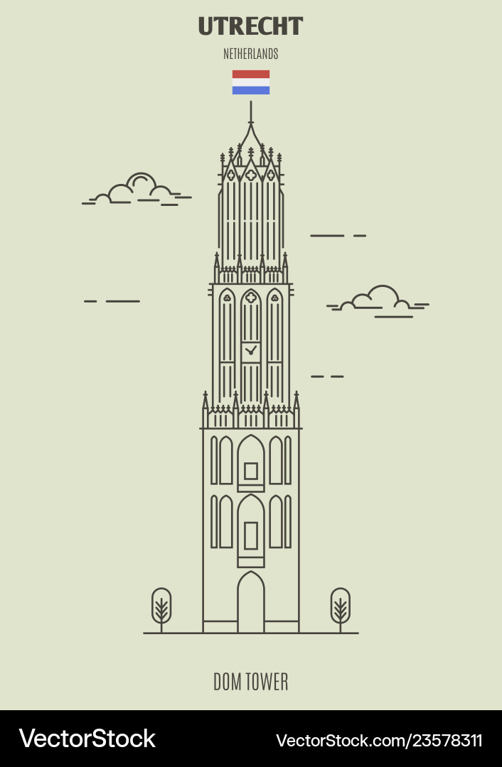 Utrecht Dom Tower Landmarke Vektorbild