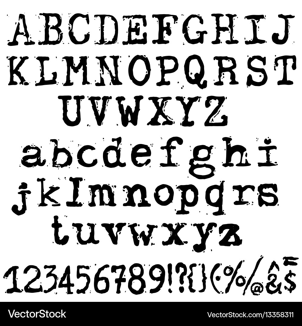 Vintage Typewriter Grunge Font vector image