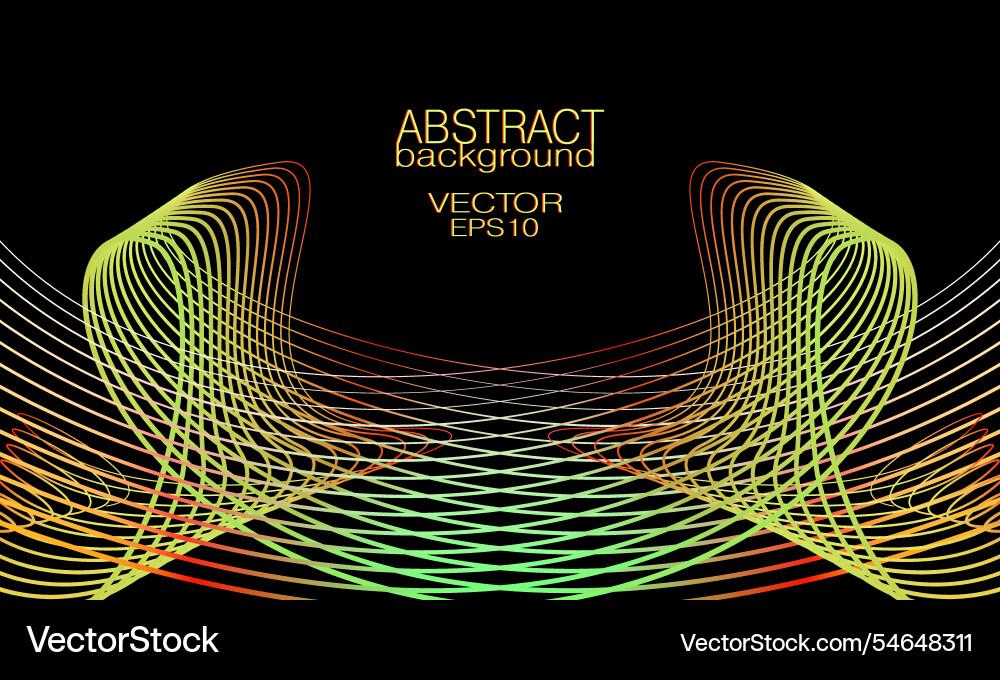 Yellow red green symmetric wave pattern thin lines Yellow red green symmetric wave pattern thin lines vector image