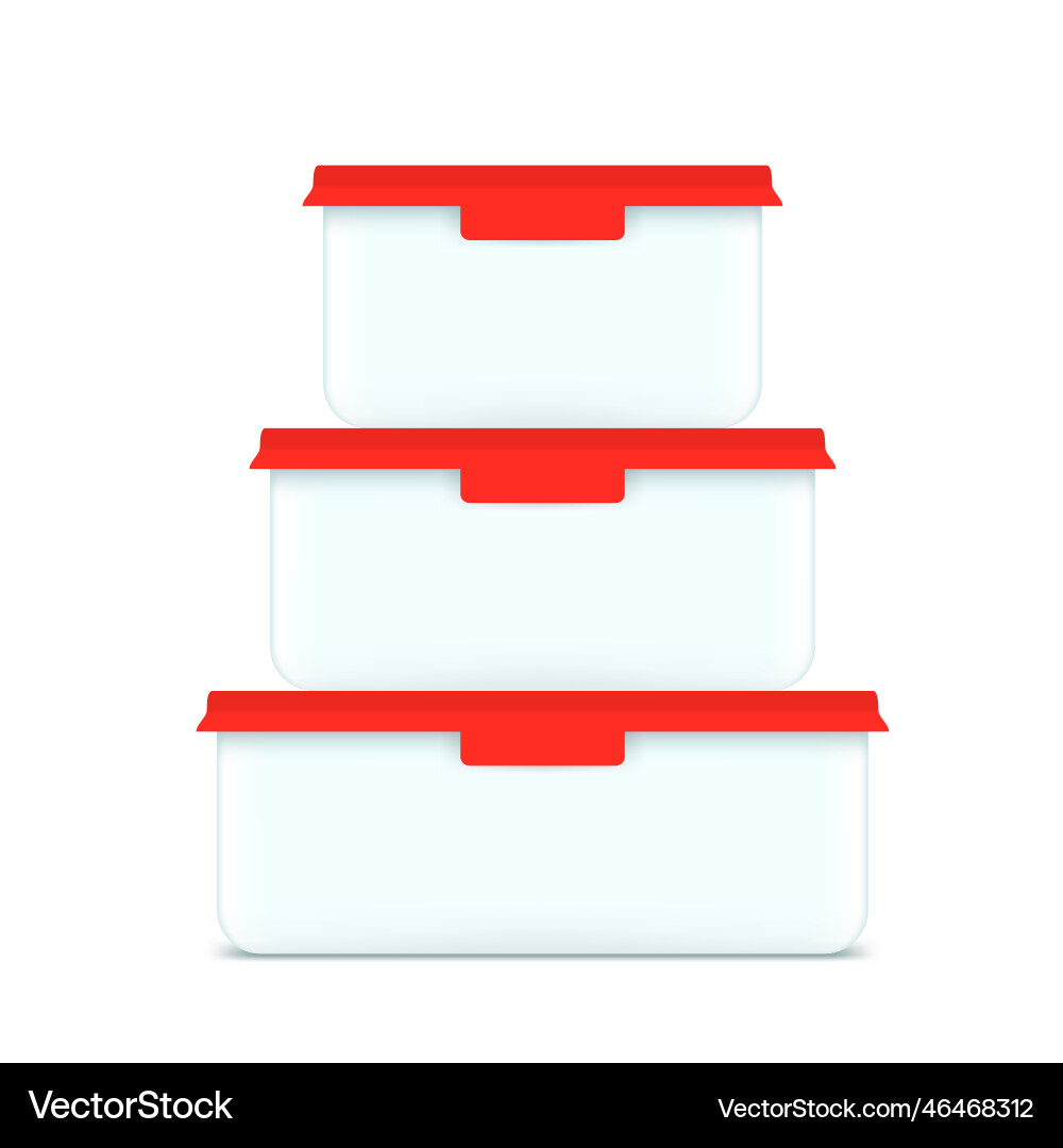 3d stack of lunchboxes with red closed caps Vector Image