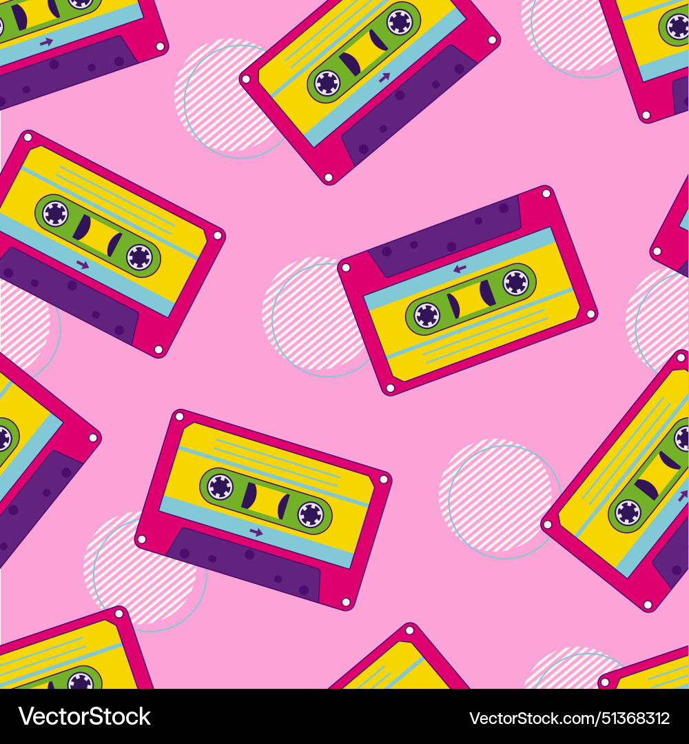 80s 90s retro elements pattern with audio 80s 90s retro elements pattern with audio vector image