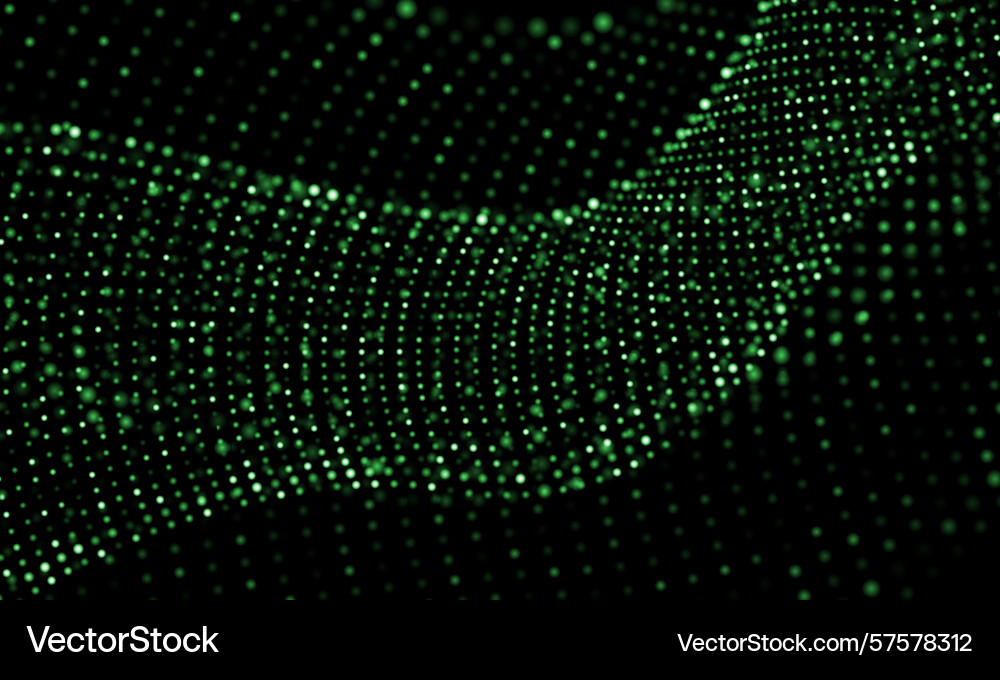 Abstract green mesh particles wave curve overlap Abstract green mesh particles wave curve overlap vector image