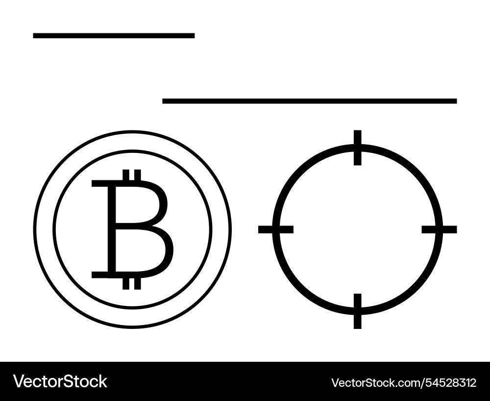 Bitcoin symbol inside a coin and target focus Bitcoin symbol inside a coin and target focus Vector Image