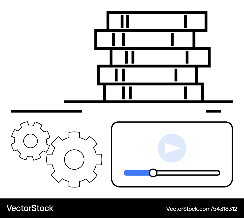 Data management with server stacks gear settings Data management with server stacks gear settings vector image