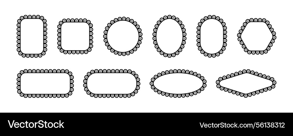 Lace frames with scallop border edge pattern Lace frames with scallop border edge pattern vector image