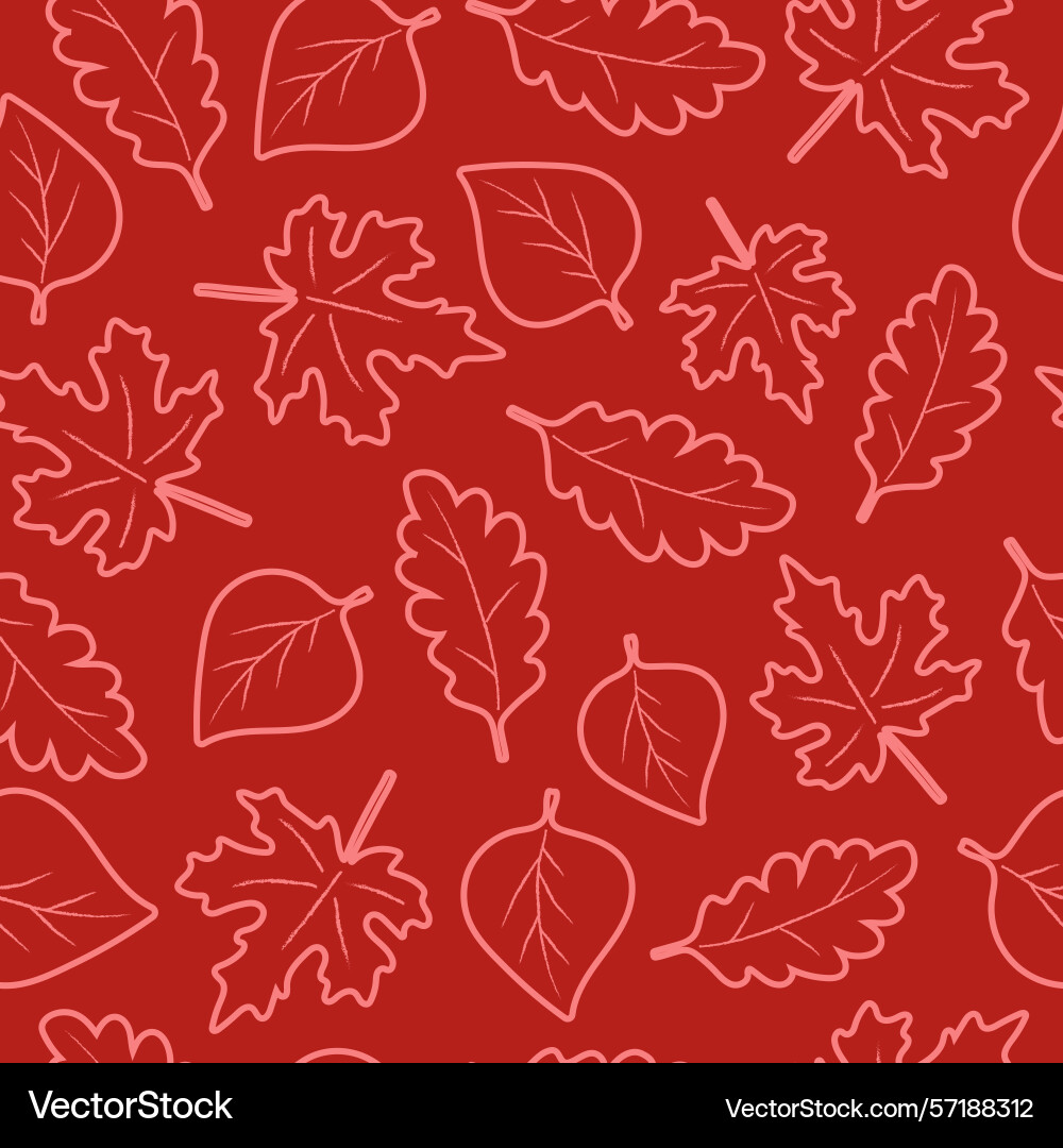 Red seamless pattern with various autumn leaves Red seamless pattern with various autumn leaves vector image