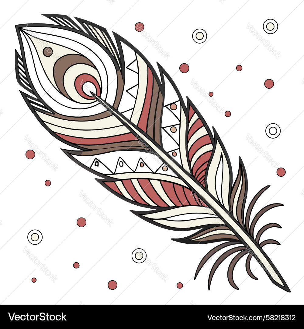 Rustic Feather Motif Vector Image