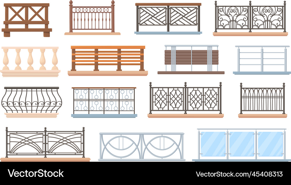 Balcony railing wooden and stainless railings Balcony railing wooden and stainless railings vector image