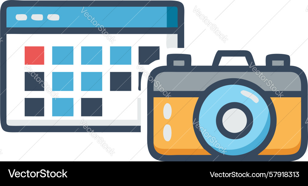 Camera and calendar for event scheduling design Vector Image