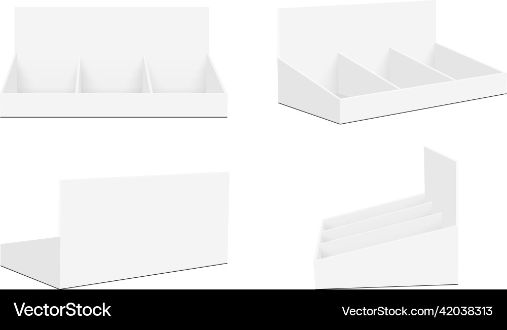 Cardboard Display Counter Set - Front, Side, Back Vector Image