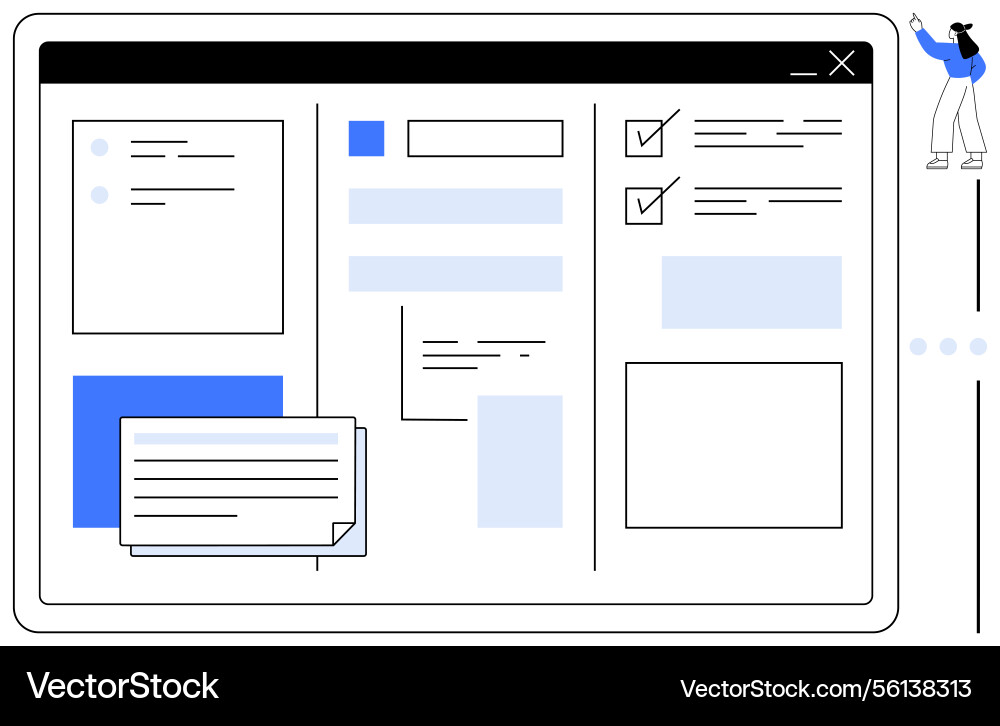 Digital workspace with task lists notes Digital workspace with task lists notes vector image