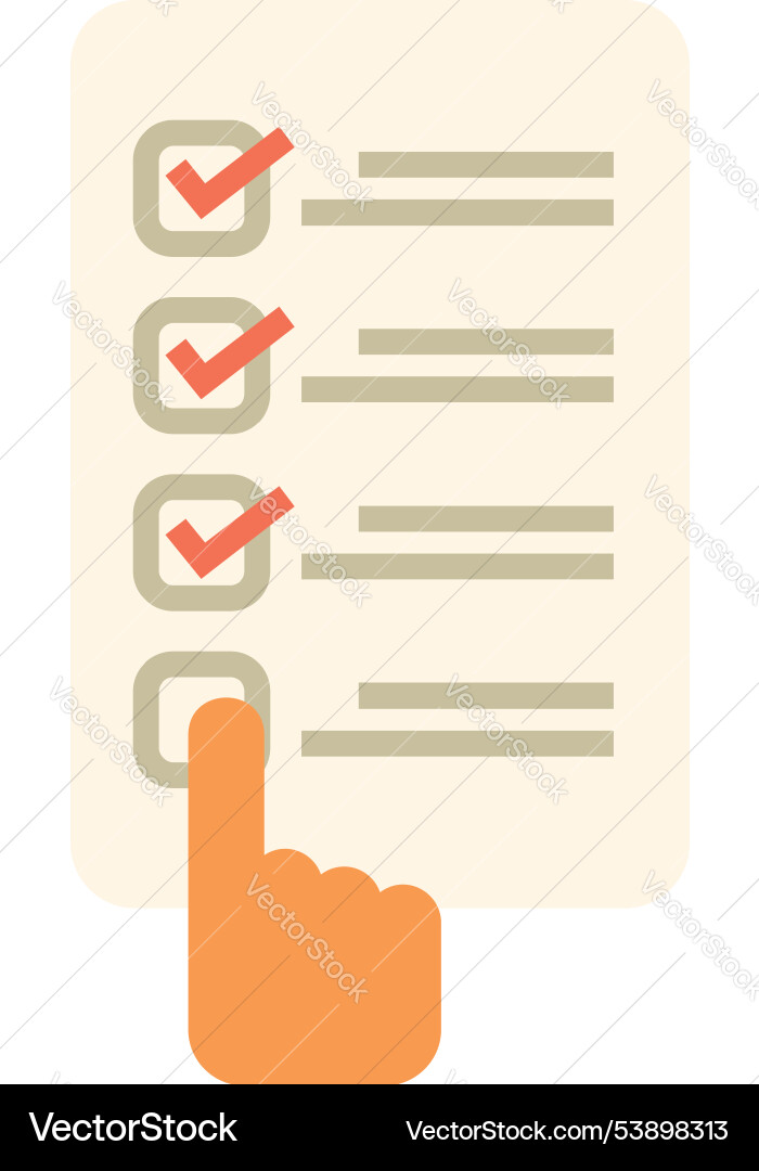 Hand checking off to do list with red checkmarks Hand checking off to do list with red checkmarks vector image