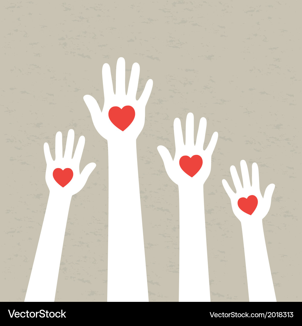 Hands with Hearts - Support and Connection Vector Image
