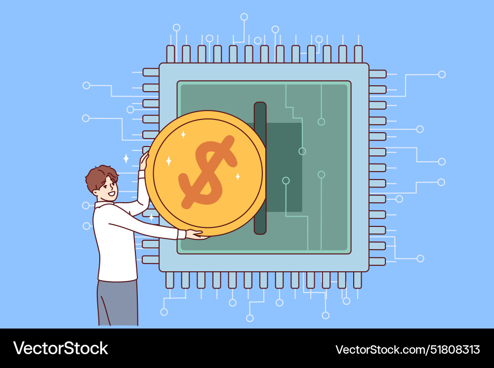 Man invests in development of microchips vector image