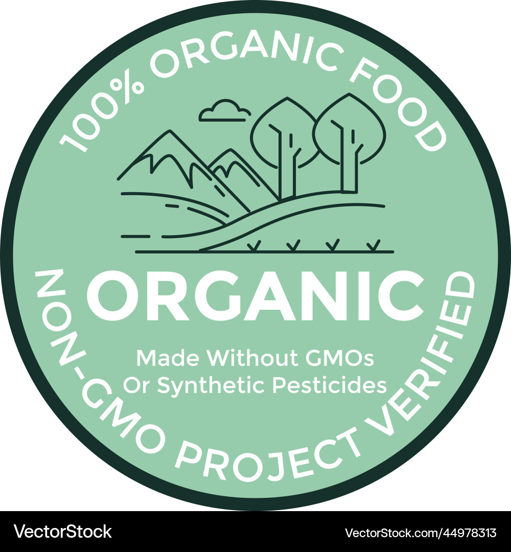 Non gmo project verified organic food labels Non gmo project verified organic food labels vector image