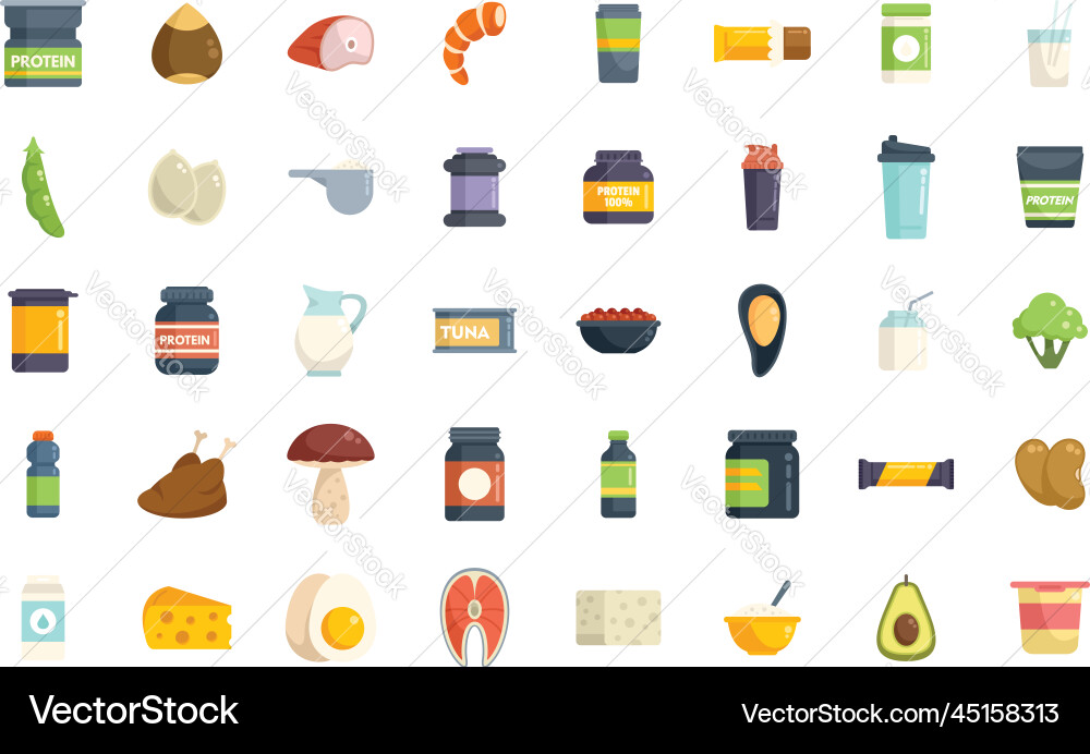 Protein-Nährstoff-Icons setzen flache Fettfaser Protein-Nährstoff-Icons setzen flache Fettfaser vektorbild