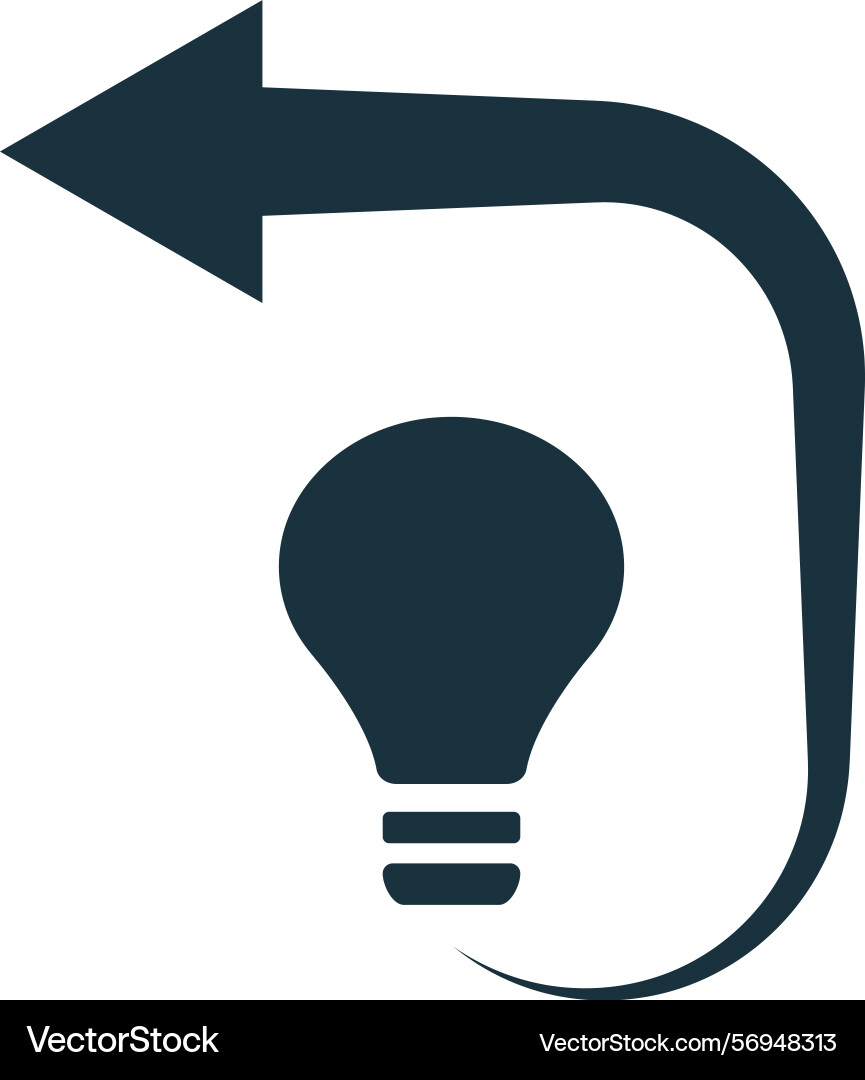 Returning arrow pointing light bulb representing Returning arrow pointing light bulb representing Vector Image