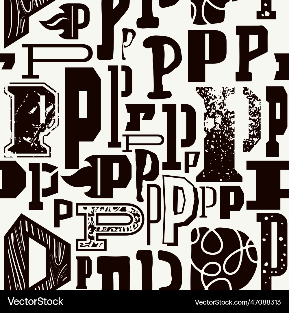 Seamless pattern with letters p in typographic Seamless pattern with letters p in typographic vector image