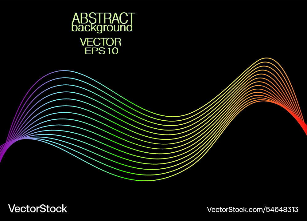 Spectral wave pattern black background wavy lines Spectral wave pattern black background wavy lines vector image