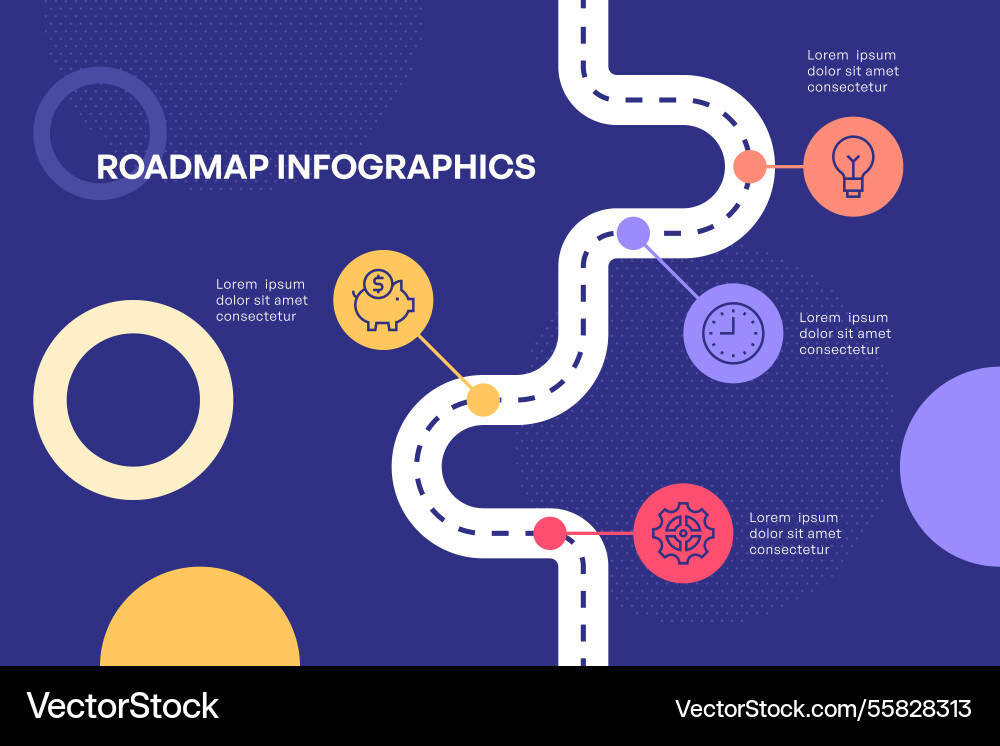 Step by roadmap infographic with zigzag path Step by roadmap infographic with zigzag path vector image