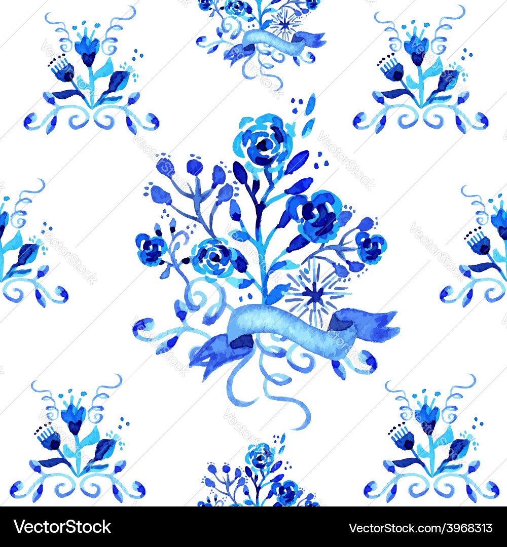 Watercolor Floral Seamless Pattern Vector Image