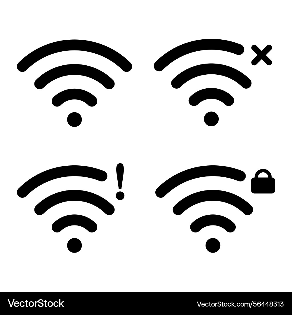 Wifi signal icons with error lock vector image