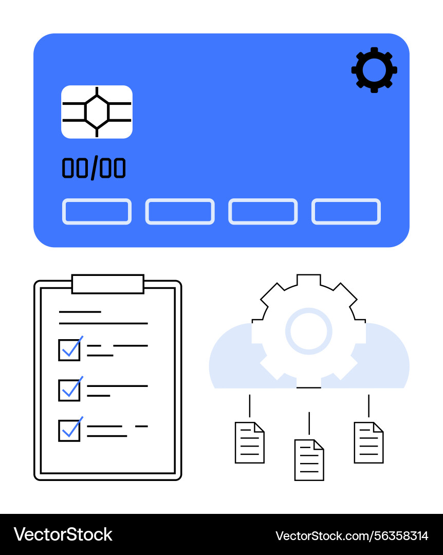 Digital payment card task checklist and cloud vector image