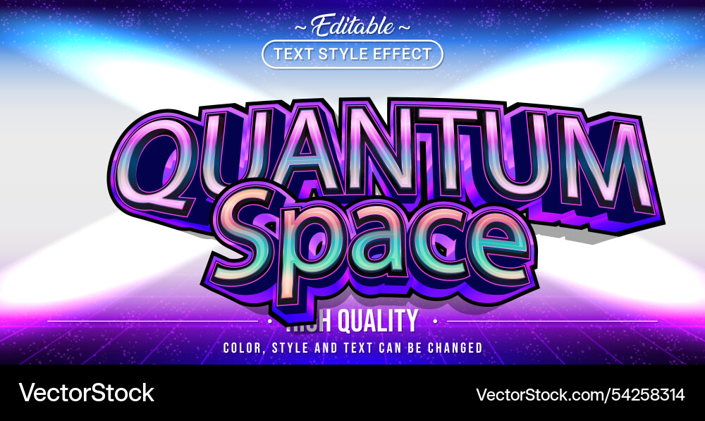 Editable text style effect - quantum space vector image