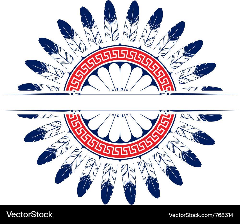 Elegant Feather Round Emblem Vector Image