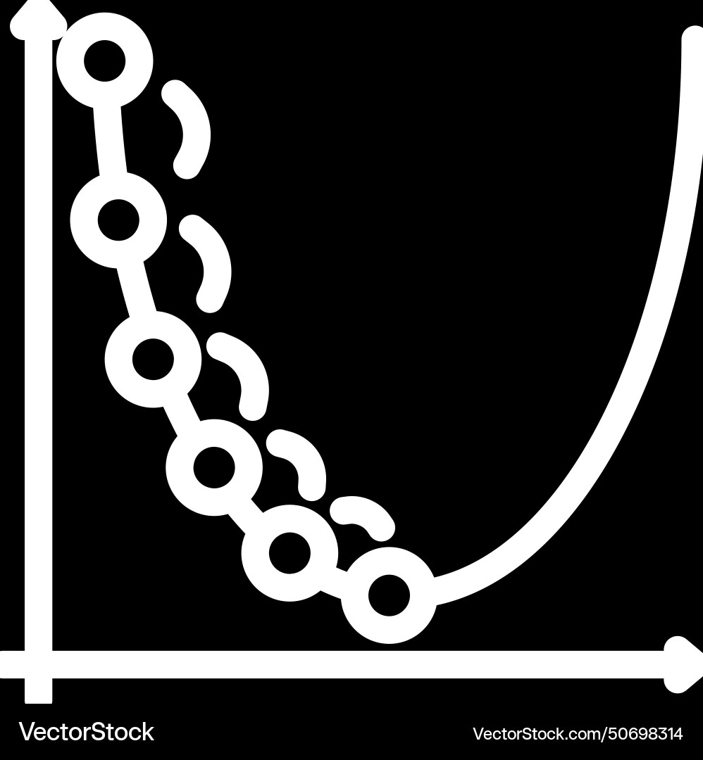Gradient descent algorithm glyph icon Gradient descent algorithm glyph icon vector image