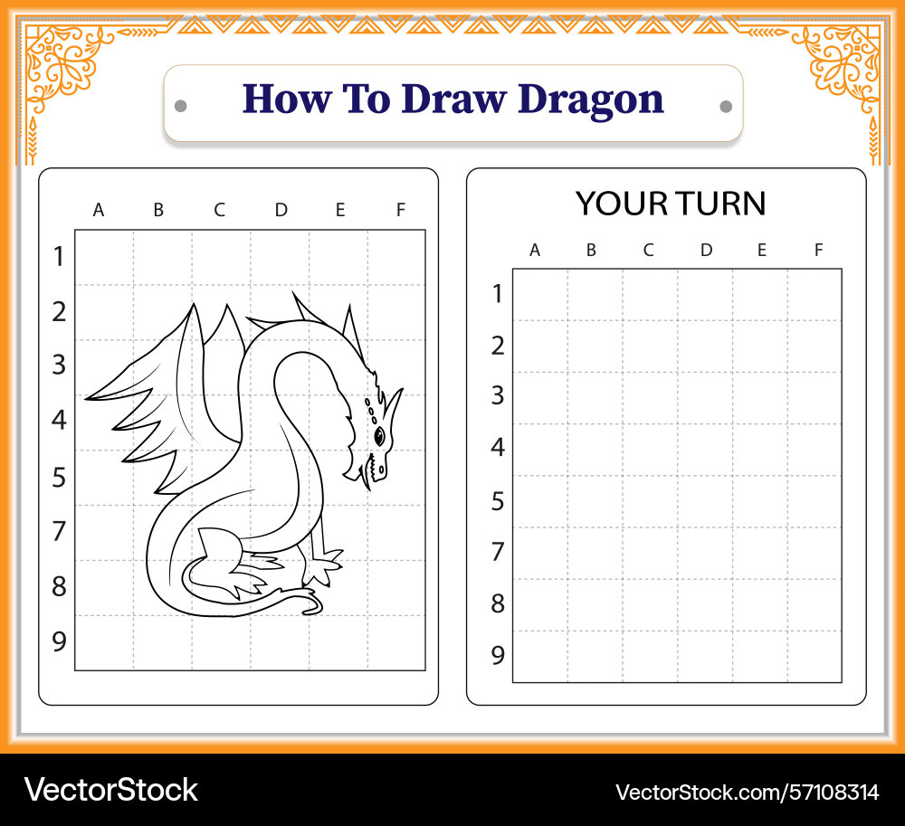 Step by guide learning how to draw a dragon Vector Image